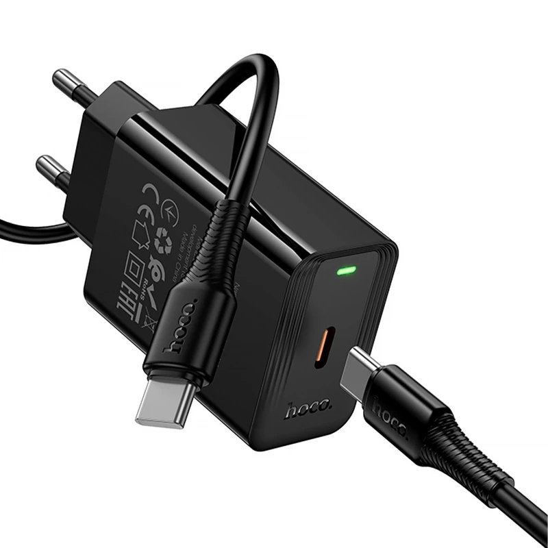МЗП Hoco CS93A Leader PD20W (1USB-C) + кабель Type-C to Type-C – Black. Фото 6 з 6