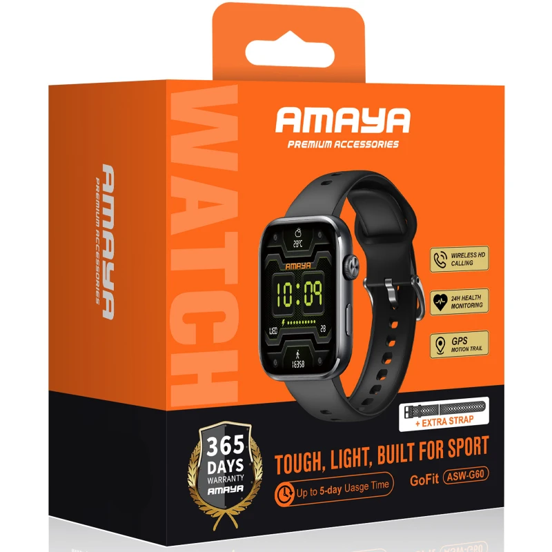 Смарт-годинник Amaya ASW-G60 Smart sports watch (call version) – Black. Фото 2 з 2