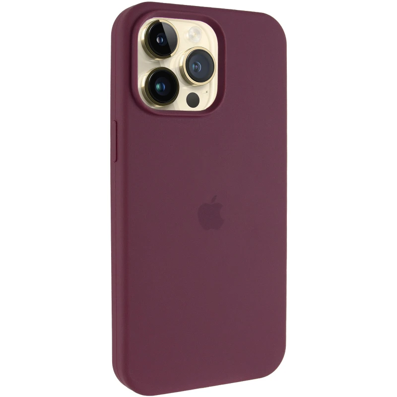 Чохол Silicone Case (AA) Logo with MagSafe для Apple iPhone 15 Pro (6.1") – Бордовий / Plum. Фото 2 з 6