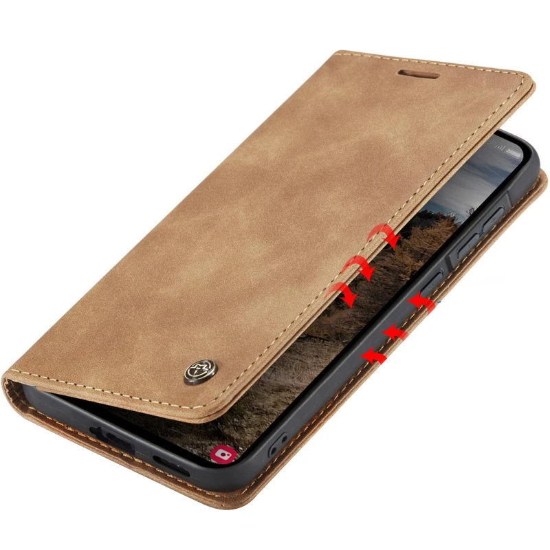 Кожаный чехол-книжка CaseMe Velvet Nubuck для Xiaomi Redmi Note 15 Pro 5G – Brown. Фото 4 из 4