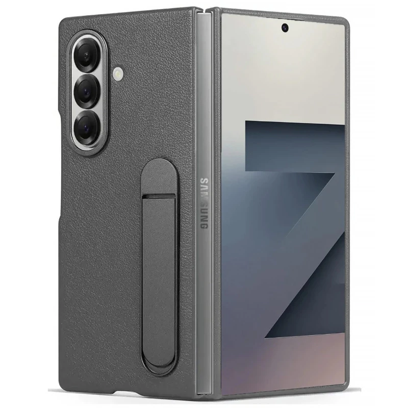 Шкіряний чохол Leather Case (AAA) with stand для Samsung Galaxy Z Fold7 – Gray. Фото 3 з 8