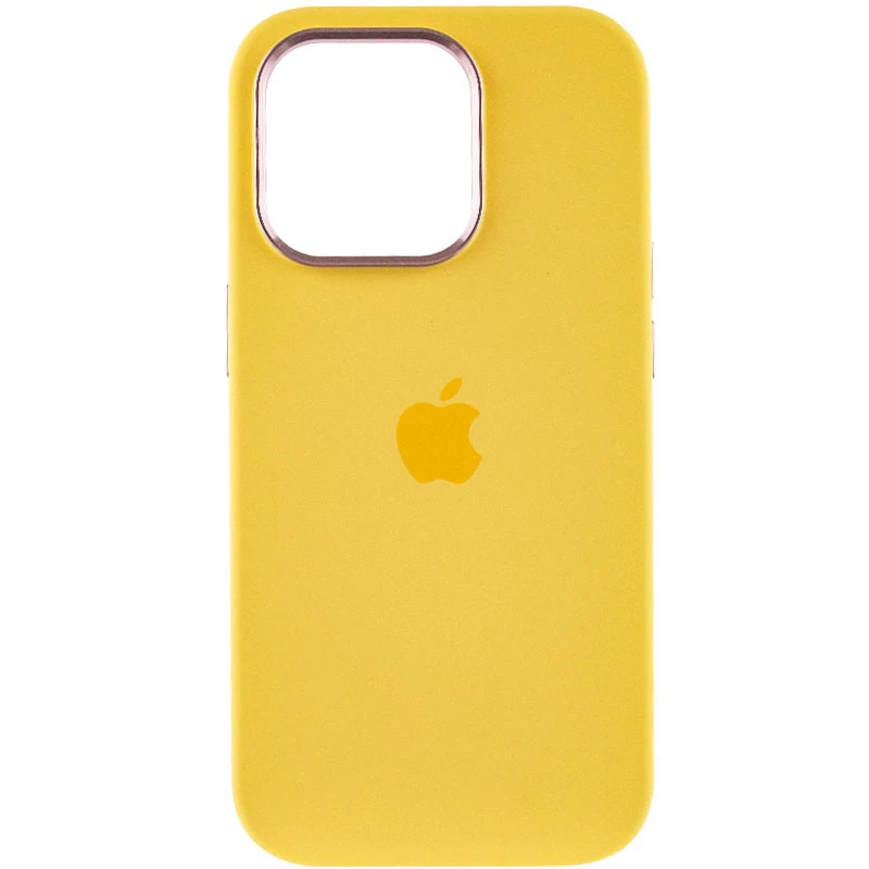Чехол Silicone Case с металлическими кнопками для Apple iPhone 14 Pro Max (6.7") – Желтый / Sunglow. Фото 3 из 9