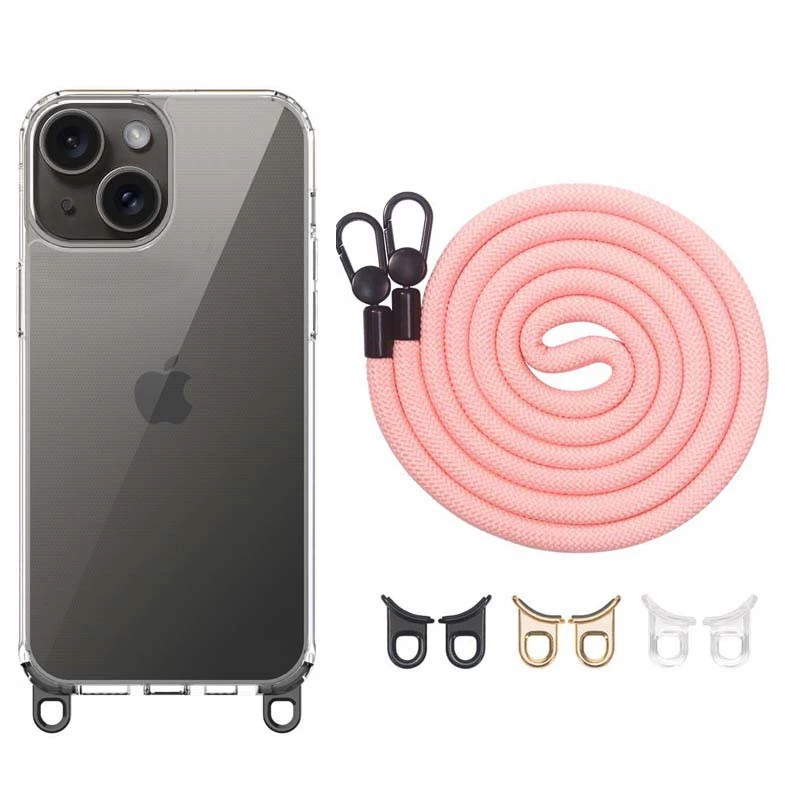 

Прозрачный силиконовый чехол с ремешком для Apple iPhone 13 (6.1") (Light Pink)