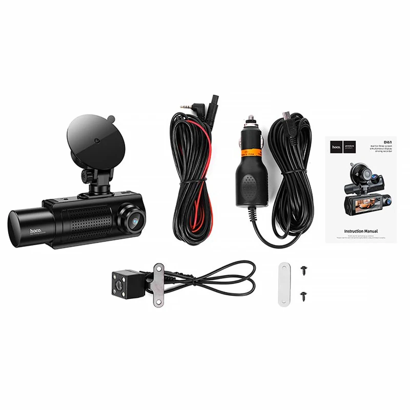 Відеореєстратор Hoco DI61 3.16-inch display with rear camera (1280+720P) – Black. Фото 5 з 7