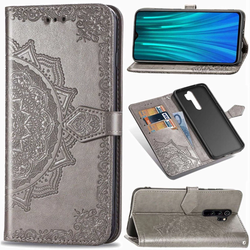 Кожаный чехол-книжка Art Case с визитницей для Xiaomi Redmi Note 8 Pro – Серый. Фото 2 из 7