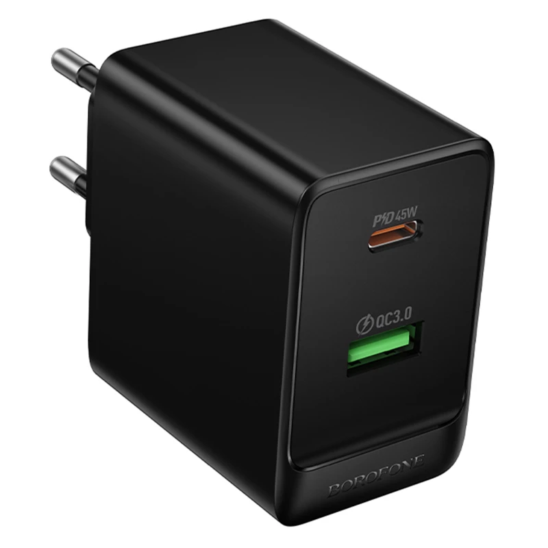 МЗП Borofone BAS16A Erudite PD45W+QC3.0 (1USB-A/1C) – Black. Фото 3 з 6