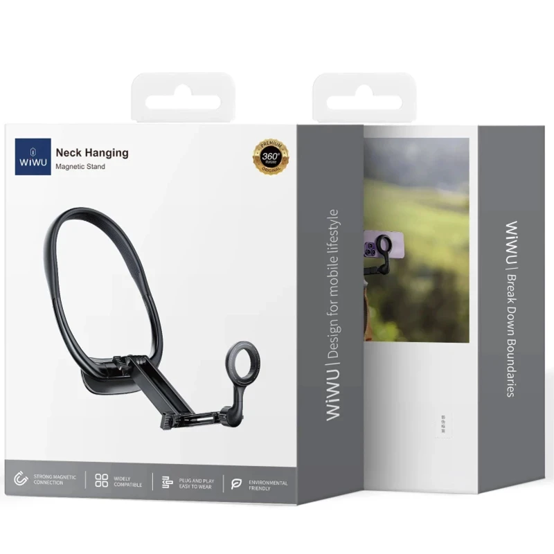 Магнітний тримач для телефону WIWU Wi-CH320 на шию – Black. Фото 4 з 4