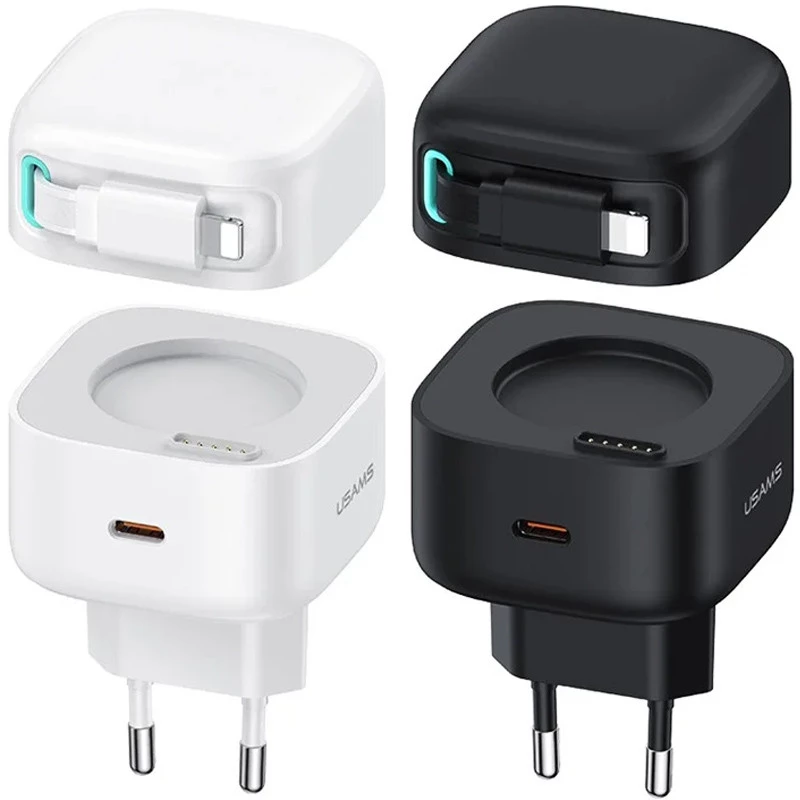 МЗП Usams US-CC209 GaN With Lightning Magnetic Retractable Cable Module XMF Ser. 35W (2USB-C) фото 1 з 1