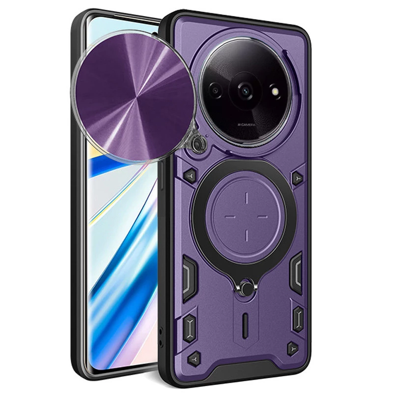 Ударопрочный чехол Bracket Ringstand с защитной шторкой для камеры для Xiaomi Redmi A3 – Purple. Фото 2 из 4