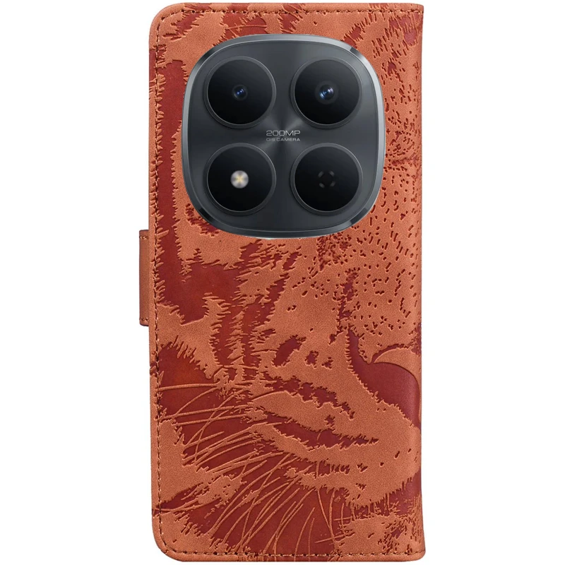 Шкіряний чохол-книжка Tiger для Xiaomi Poco M8 Pro – Brown. Фото 2 з 7