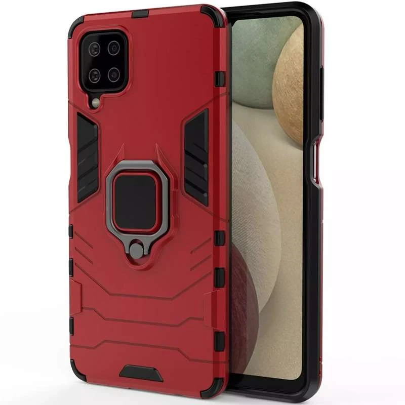 Протиударний чохол Transformer з кільцем на Samsung Galaxy A12 – Червоний / Dante Red. Фото 3 з 6