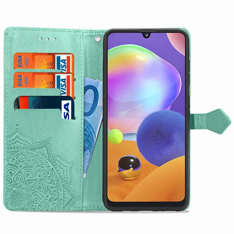 Шкіряний чохол-книжка Art Case з візитницею для Samsung Galaxy A04s – Бірюзовий. Фото 3 з 5