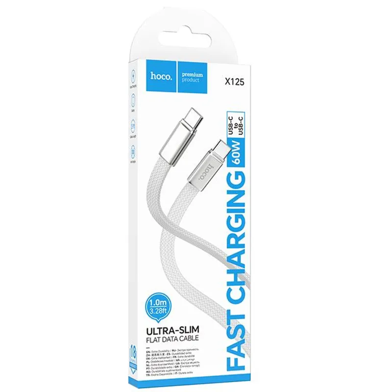 Дата кабель Hoco X125 Exceso Type-C to Type-C 60W (1m) – White. Фото 4 из 4