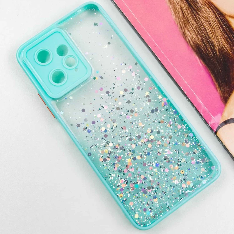 Чохол з блискітками та захистом камери на Xiaomi Redmi Note 12 4G – Бірюзовий. Фото 4 з 8