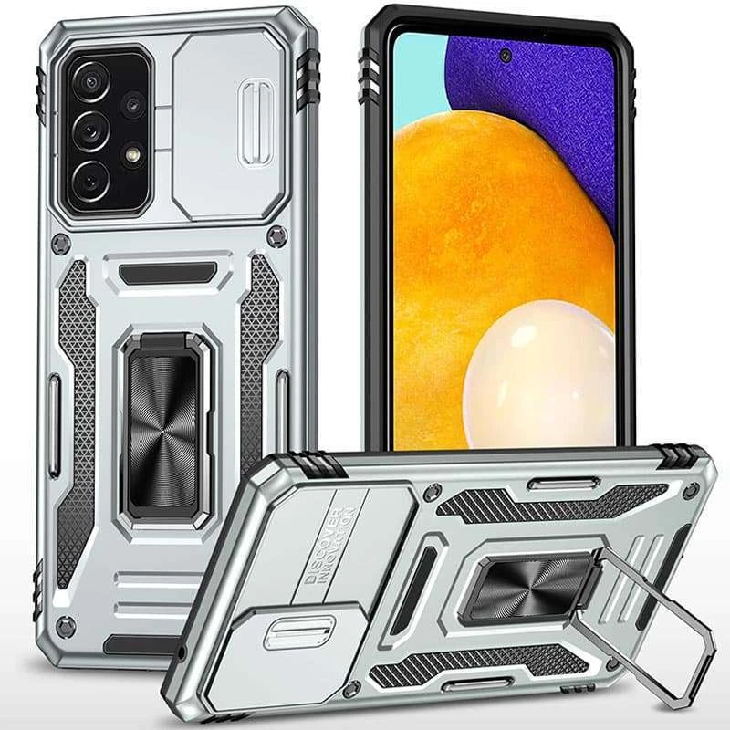 

Ударопрочный чехол Square Ring c шторкой на камеру для Samsung Galaxy A52 4G / A52 5G (Серый / Gray), Сірий / gray