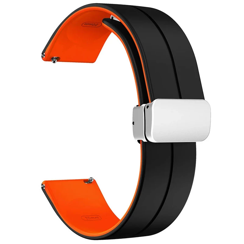 Силіконовий ремінець Classy для Smart Watch 20mm – Black / Orange. Фото 2 з 2