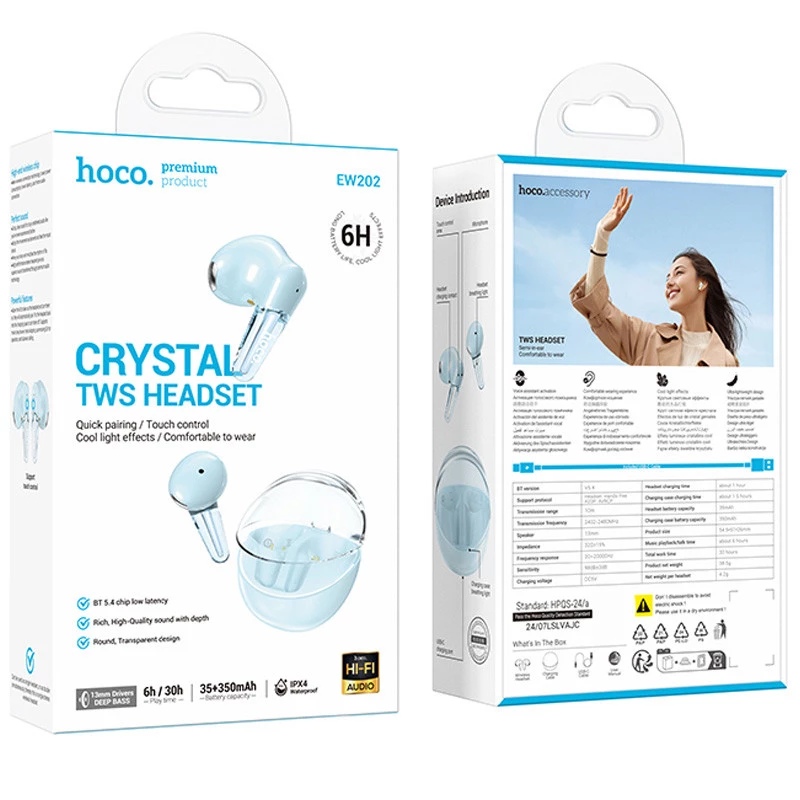 Бездротові TWS навушники Hoco EW202 Magic – Purple. Фото 3 з 3