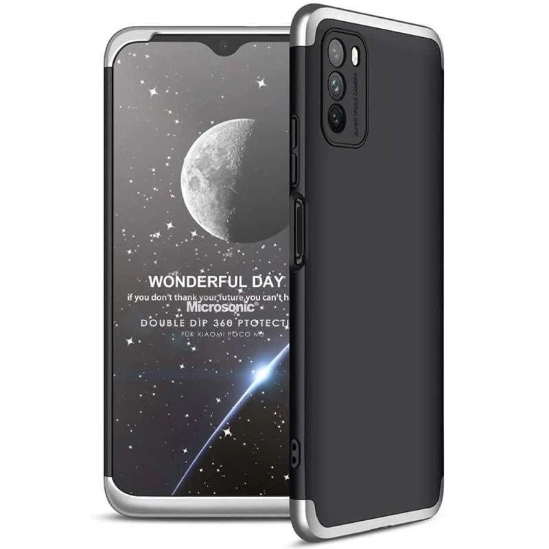 

Чохол із захистом 360 градусів GKK на Xiaomi Poco M3 (Чорний / Срібний)