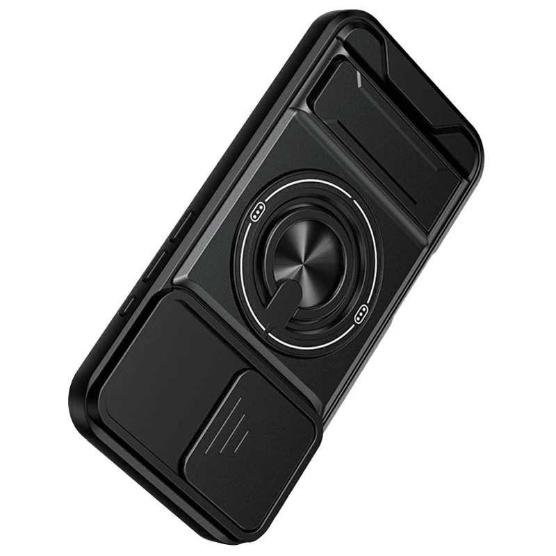 Ударостійкий чохол Camshield StandRing case для Apple iPhone 13 (6.1") – Black. Фото 2 з 2