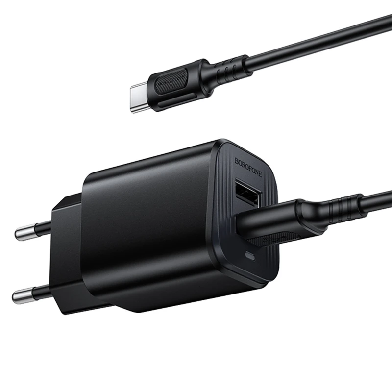 МЗП Borofone BAS81A Star 10.5W (2USB-A) + кабель USB to Type-C – Black. Фото 3 з 3