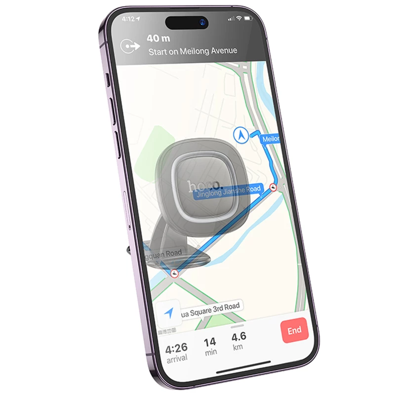 Автотримач Hoco H73 Crown magnetic (center console) – Black / Metal gray. Фото 2 з 6