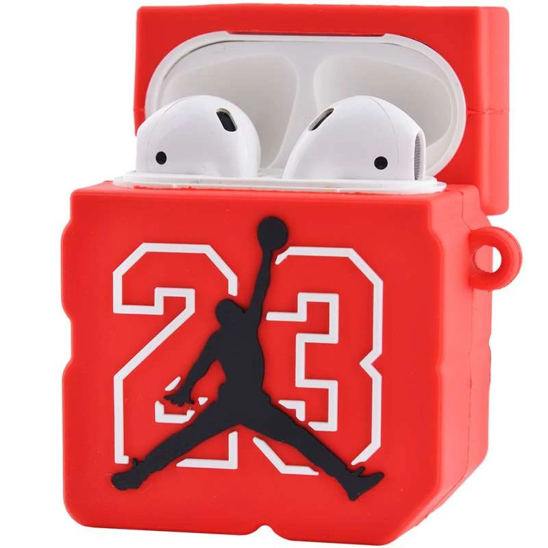 Силиконовый футляр Square case для наушников AirPods – Jordan 23 / Красный. Фото 3 из 3