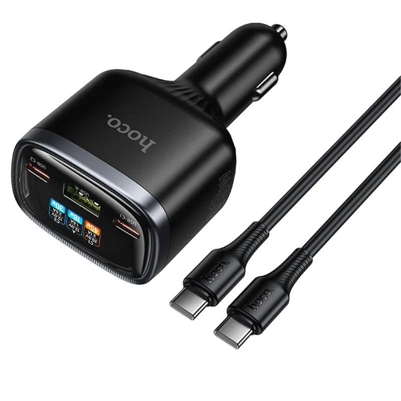 АЗУ Hoco Z70 Speed PD93W+QC3.0 (1USB-A/2C) + кабель Type-C to Type-C – Black. Фото 6 из 6
