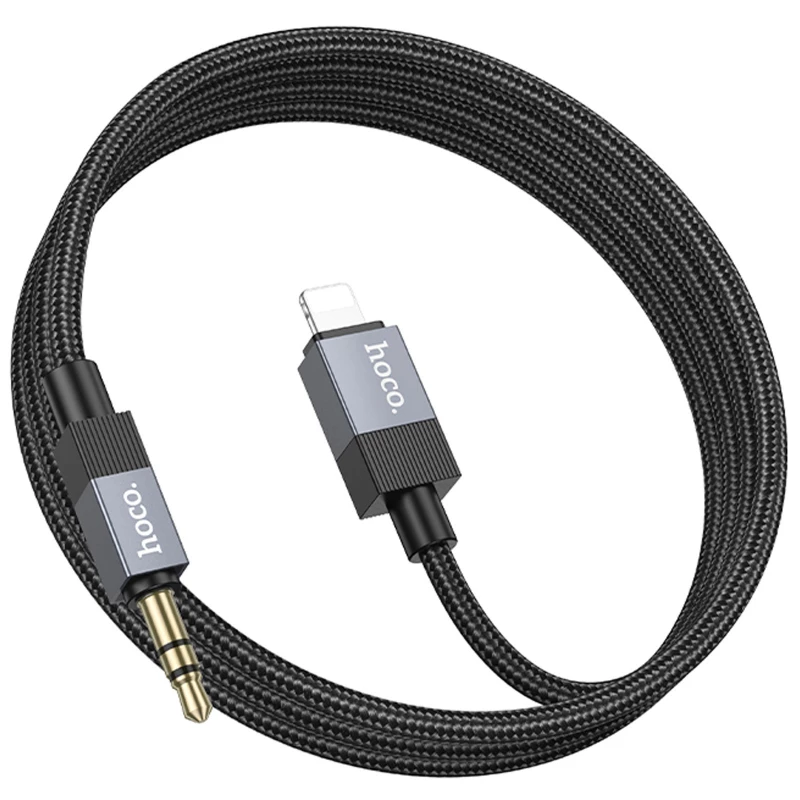 Аудио кабель Aux Hoco UPA32A Clever digital (Lightning to AUX 3.5mm) (1m) – Black. Фото 4 из 5