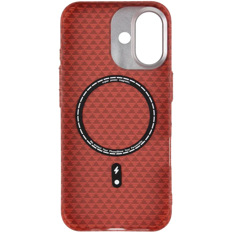 Чехол TPU+PC KVZV Triangular Pattern with Magnetic Fit для Apple iPhone 17 (6.3") – Red. Фото 5 из 7