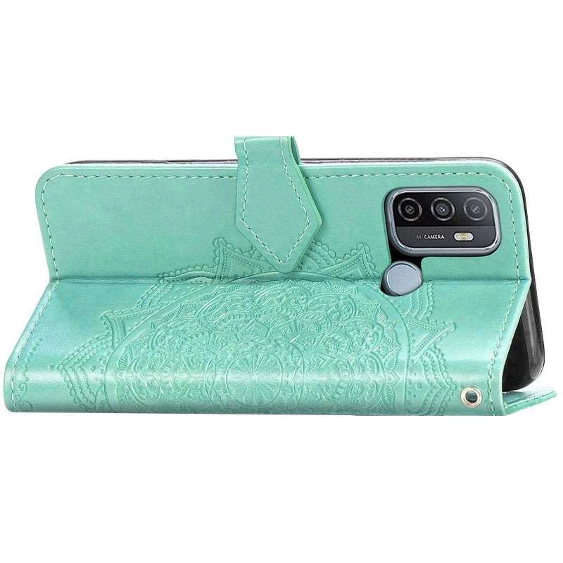 Шкіряний чохол-книжка Art Case з візитницею для Oppo A53 / A32 / A33 – Бірюзовий. Фото 5 з 5