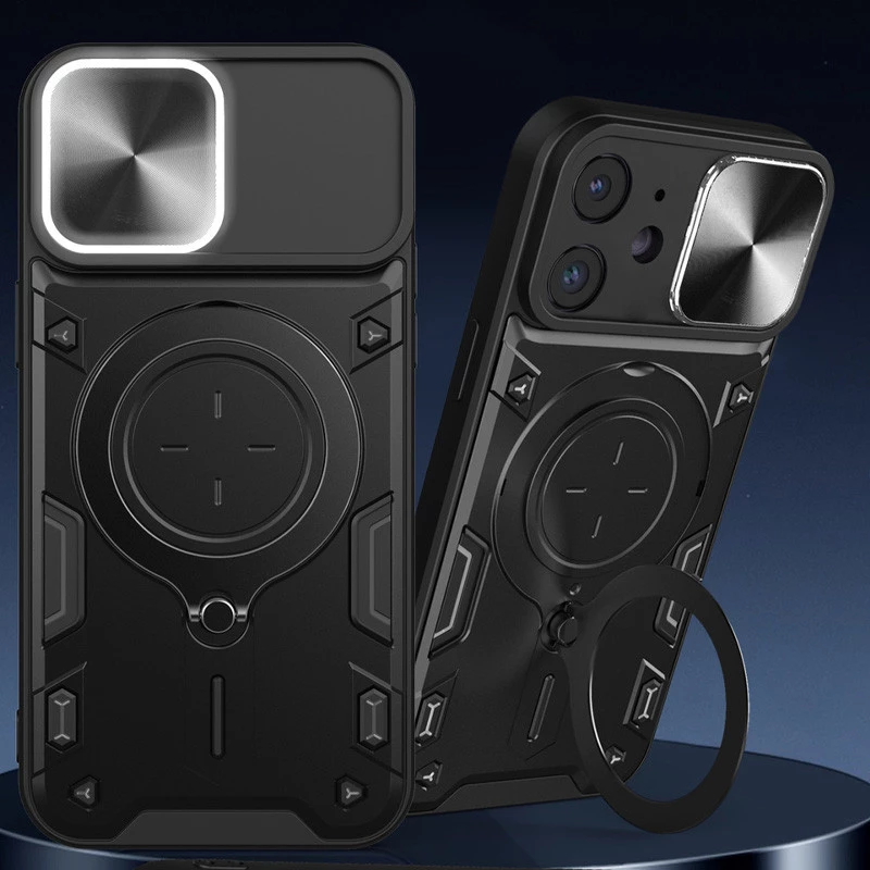 Ударостійкий чохол Bracket Ringstand із захисною шторкою для камери на Apple iPhone 11 (6.1") – Black. Фото 3 з 6