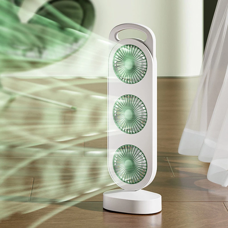 Настольный вентилятор Three Head Fan 1200 mAh – Green. Фото 3 из 8