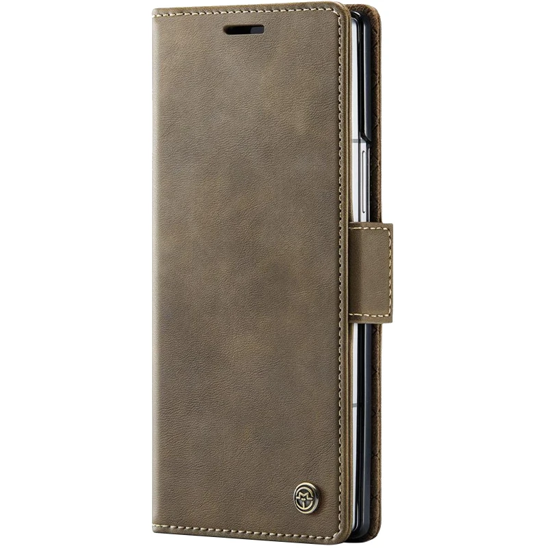 Кожаный чехол-книжка CaseMe Velvet Matte для Samsung Galaxy Z Fold7 – Coffee. Фото 1 из 5