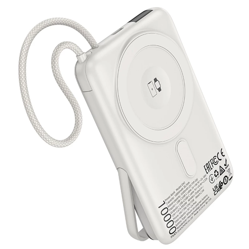 Портативний ЗП Power Bank Hoco Q43 Clever dual PD20W з БЗП Type-C 10000 mAh – silver. Фото 2 з 4