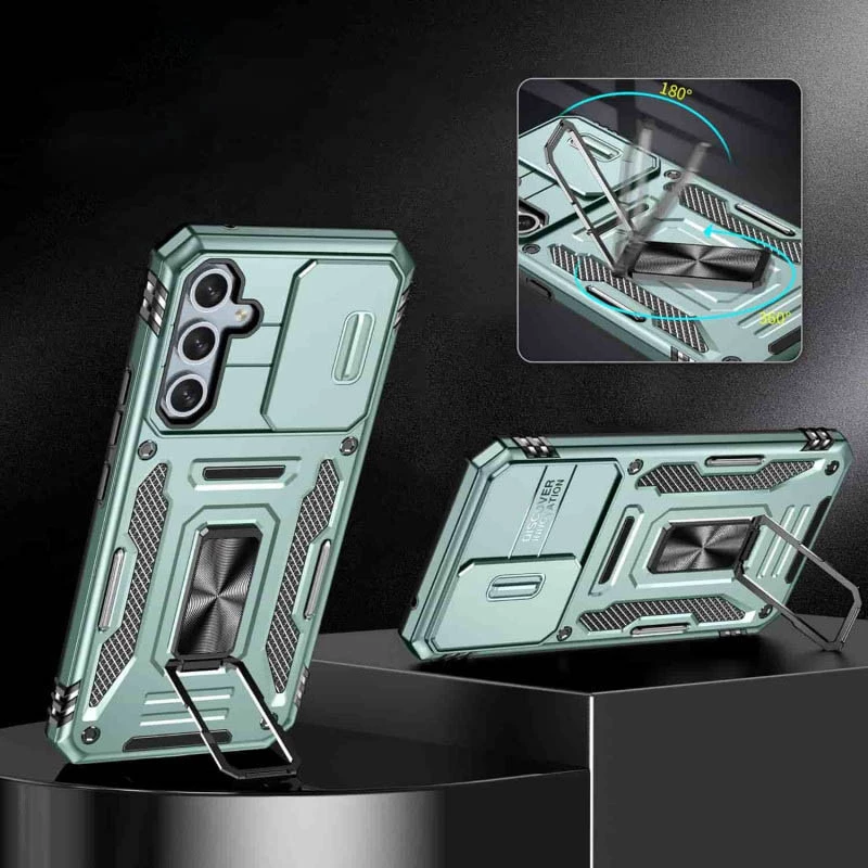 Ударостійкий чохол Square Ring зi шторкою на камеру на Samsung Galaxy A56 5G – Зелений / Light Green. Фото 7 з 15