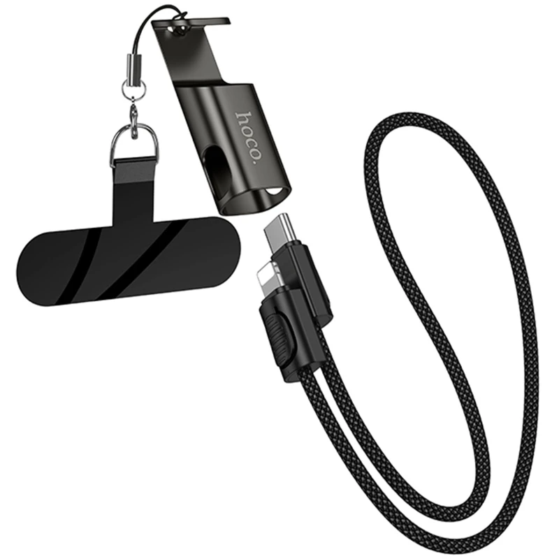 Дата кабель Hoco X126 Experto Type-C to Lightning 30W + Phone Holder & Lanyard (0.35m) – Black. Фото 1 з 5