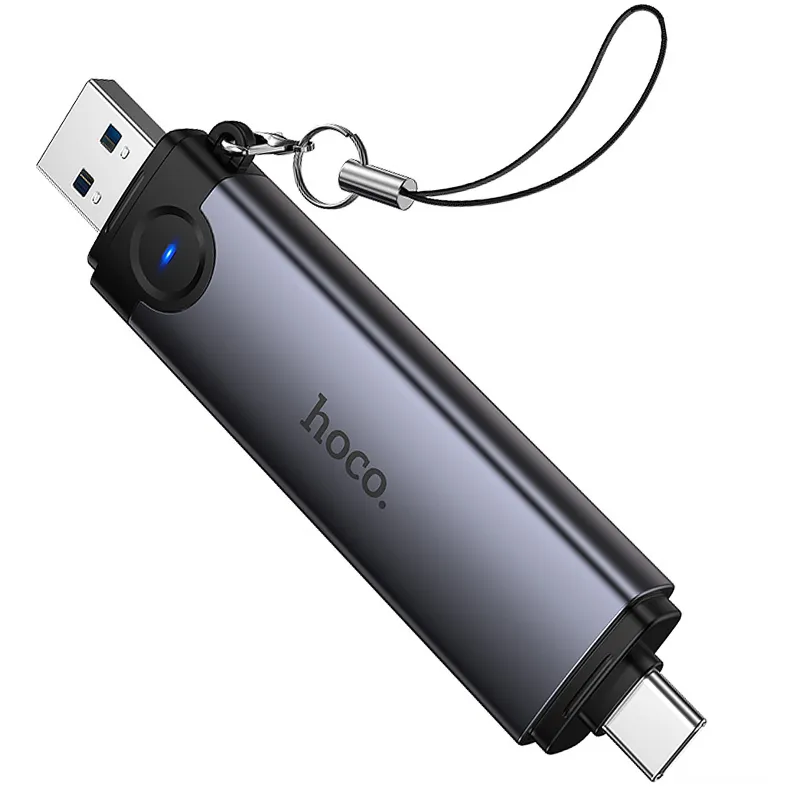 Картридер Hoco HB56 Victory 5in1 Type-C/USB2.0 to SD/TF3.0 + USB 2.0 – Metal gray. Фото 4 з 6