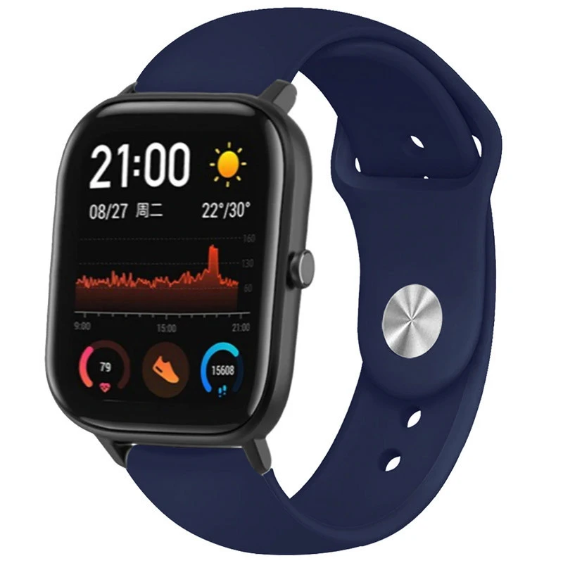 

Силиконовый ремешок Sport для Xiaomi Amazfit/Samsung 22 mm (Темно-синий / Midnight blue), Темно-синій / midnight blue