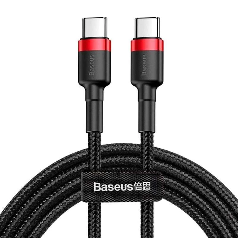 

Дата кабель Baseus Cafule Type-C to Type-C Cable PD 2.0 60W (2m) (Чорний / Червоний)