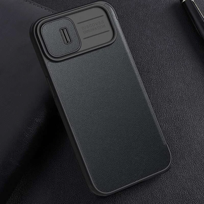 Шкіряний чохол (книга) Nillkin Qin Pro Plain зі шторкою для камери на Apple iPhone 14 Pro (6.1") – Чорний. Фото 6 з 6
