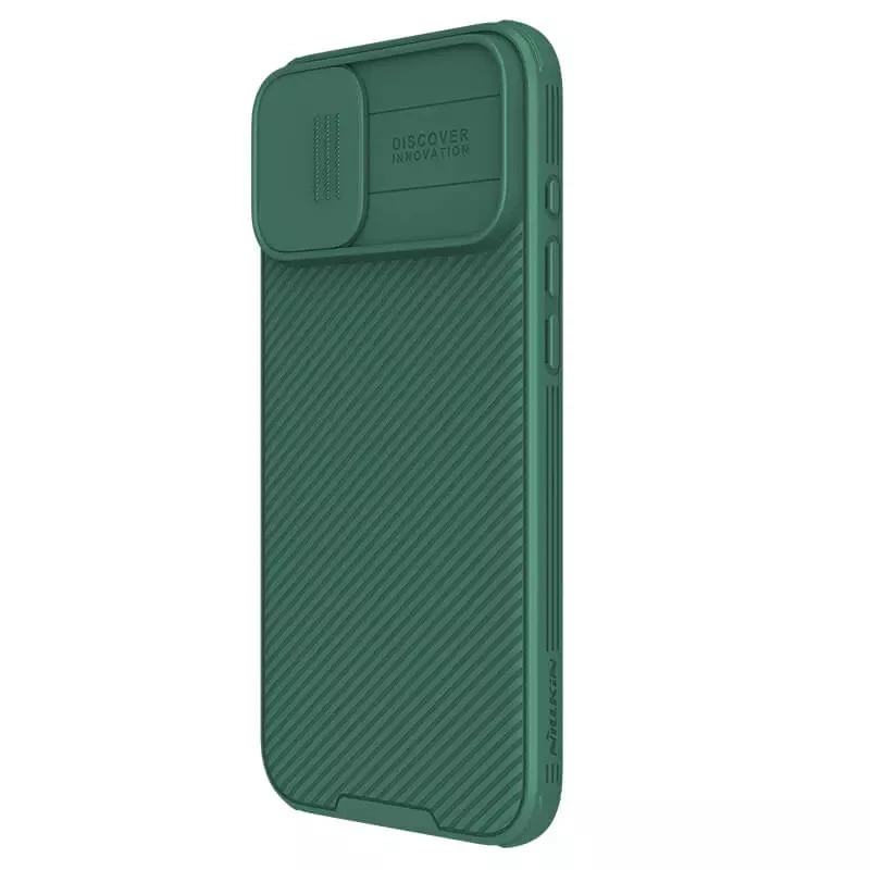 Карбоновая накладка Nillkin Pro со шторкой для камеры для Apple iPhone 16 – Deep Green. Фото 2 из 5