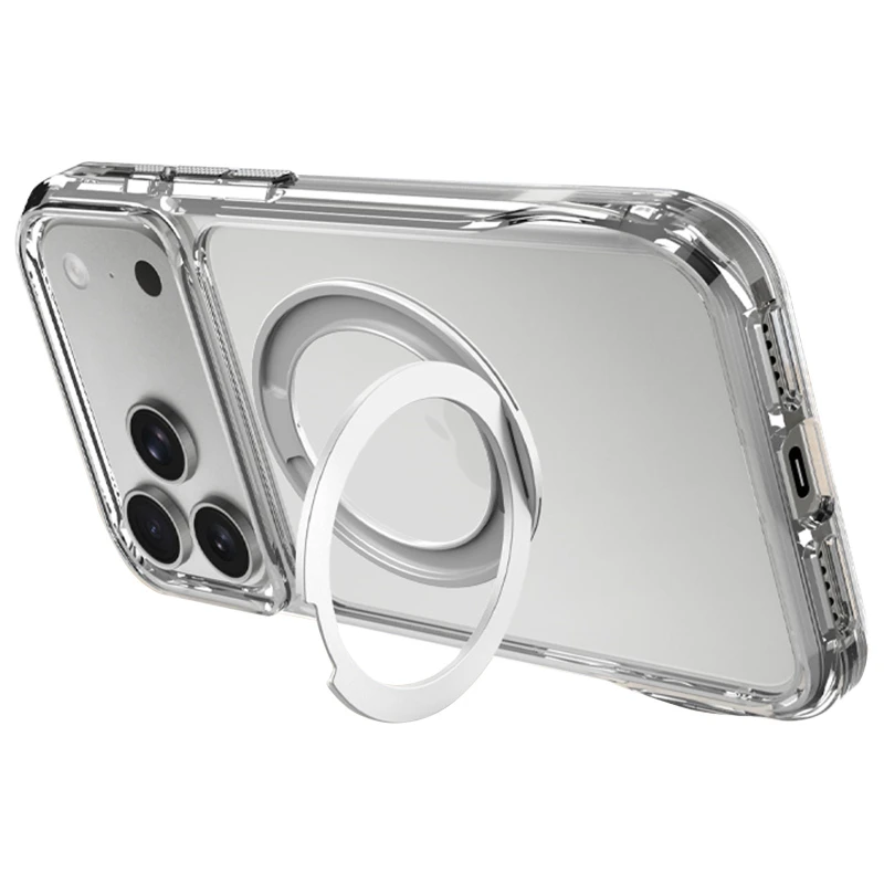 TPU+PC чехол Space Octagon MagSafe with aluminium ring для Apple iPhone 17 Pro Max (6.9") – silver. Фото 5 из 5