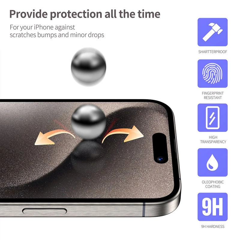 Захисне 3D скло Blueo Hot Bending для Apple iPhone 16 Pro – Чорний. Фото 6 з 8