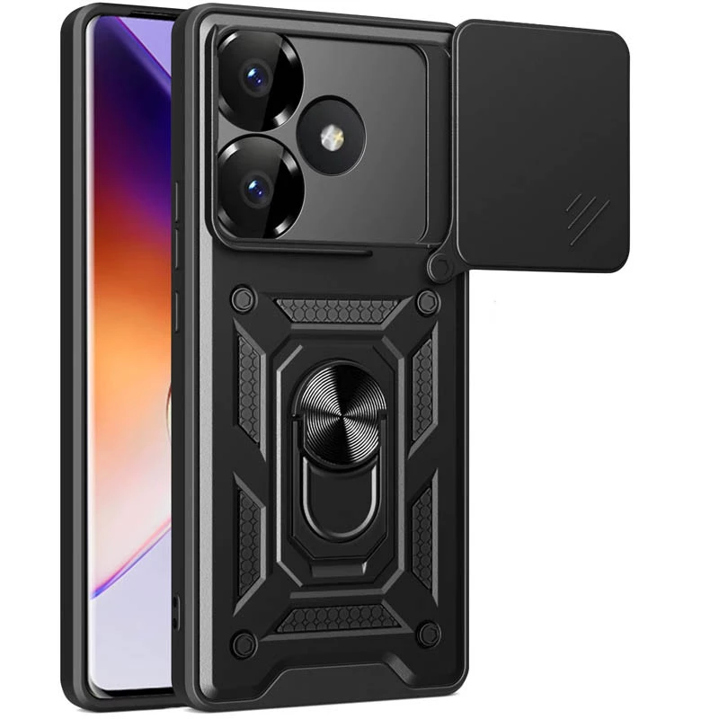 Протиударний чохол Serge Ring з захистом камери на Xiaomi Poco F6 – Чорний. Фото 1 з 4