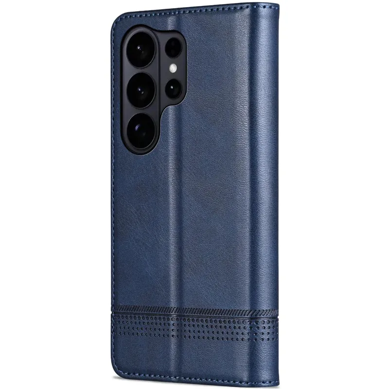 Шкіряний чохол-книжка AZNS Classic series для Samsung Galaxy S26 Ultra – Dark Blue. Фото 2 з 4