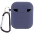 Силіконовий футляр з мікрофіброю для навушників Airpods 1/2 – Темно-синій / Midnight blue. Фото 2 з 3