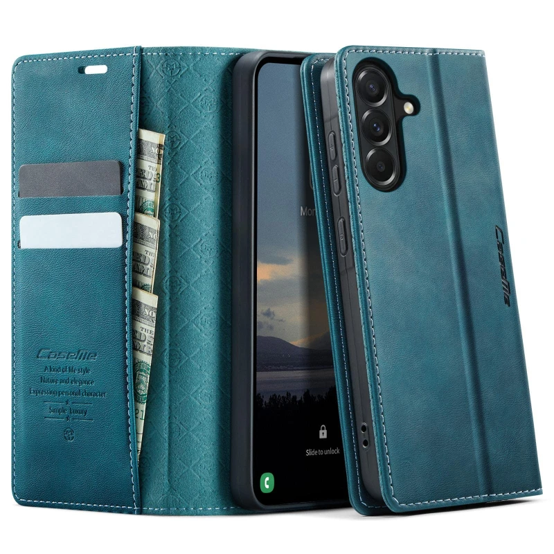 Шкіряний чохол-книжка CaseMe Velvet Matte для Samsung Galaxy S26 – Green. Фото 2 з 5