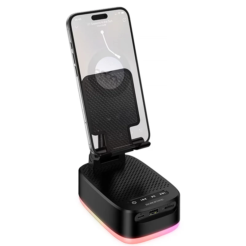 Bluetooth Колонка Borofone BR200 Marea + Power Bank 1500mAh + тримач – Black. Фото 2 з 6