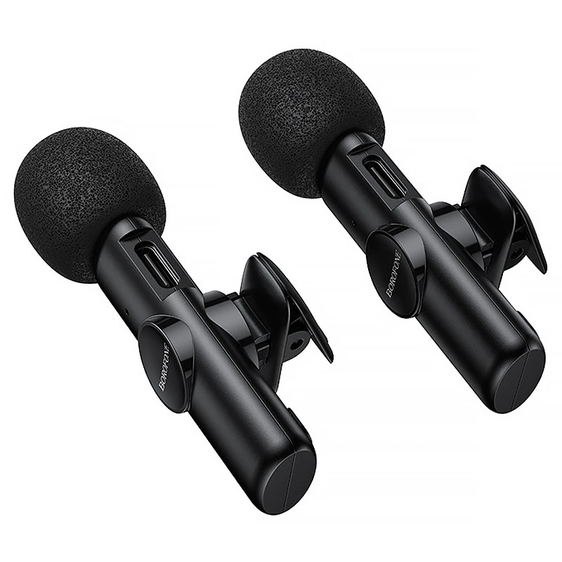 Петличний бездротовий мікрофон Borofone BFK16A Winner dual-mic Type-C – Black. Фото 13 з 13