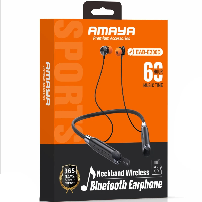 Bluetooth Наушники Amaya EAB-E200D Sports headphones – Black. Фото 2 из 2